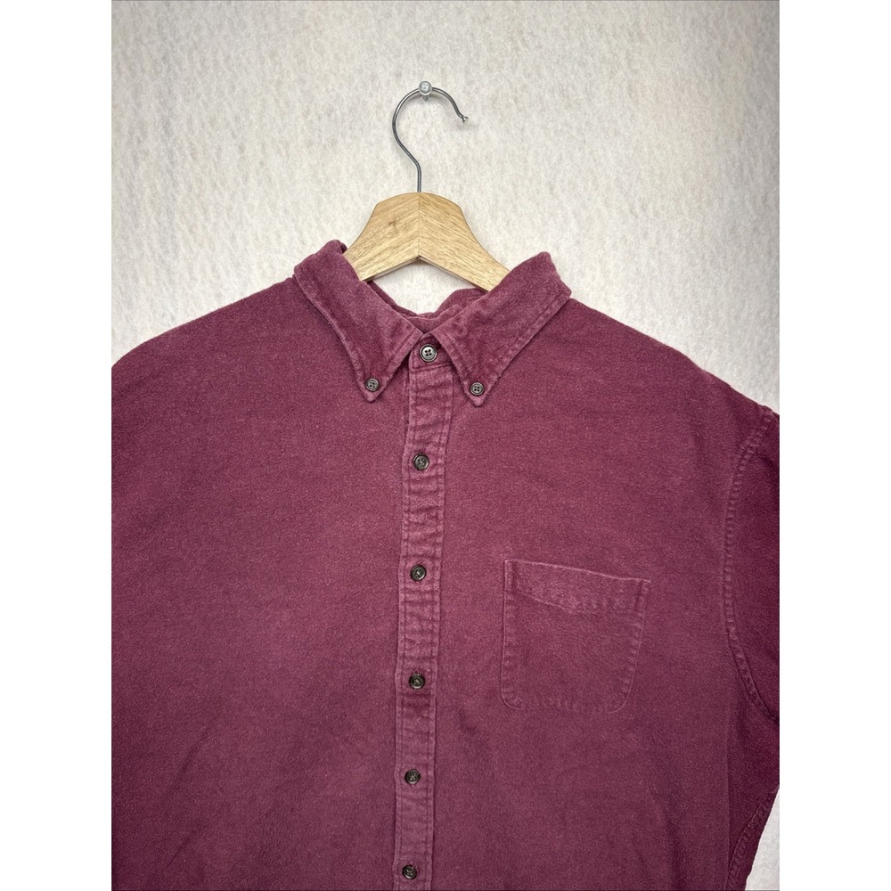 Lands End Chamois Shirt Men XXL Maroon Flannel Casual Outdoor Campcore Cabincore - Picture 2 of 16